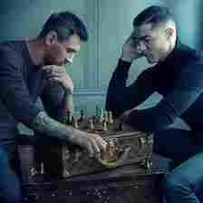 Lionel Messi [L] and Cristiano Ronaldo's chess photo is one of the most iconic snaps of the past decade