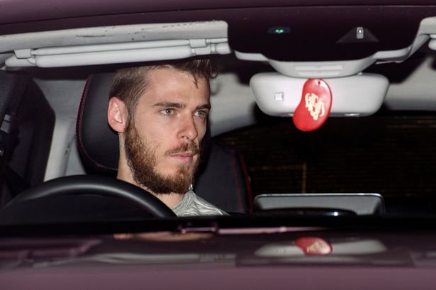 David de Gea arriving at Carrington training ground