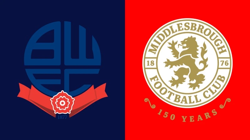 The Bolton Wanderers and Middlesbrough club crests side by side