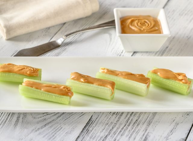 celery sticks with peanut butter