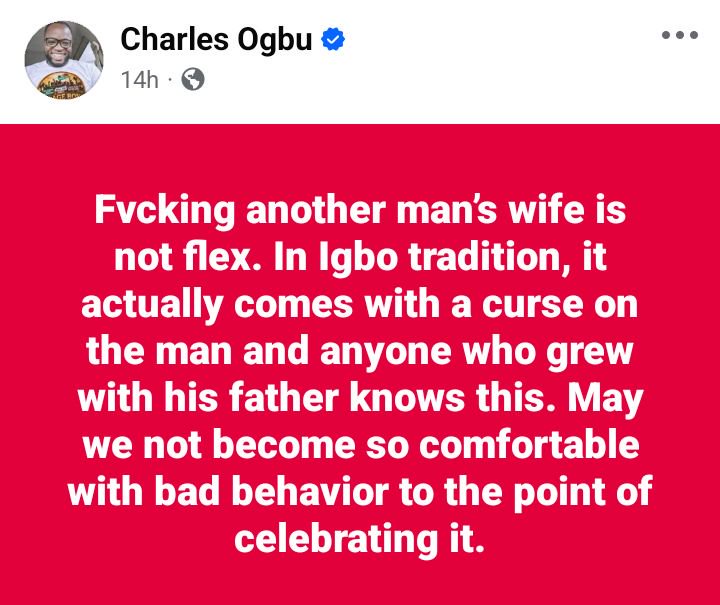 In Igbo tradition, sleeping with another man