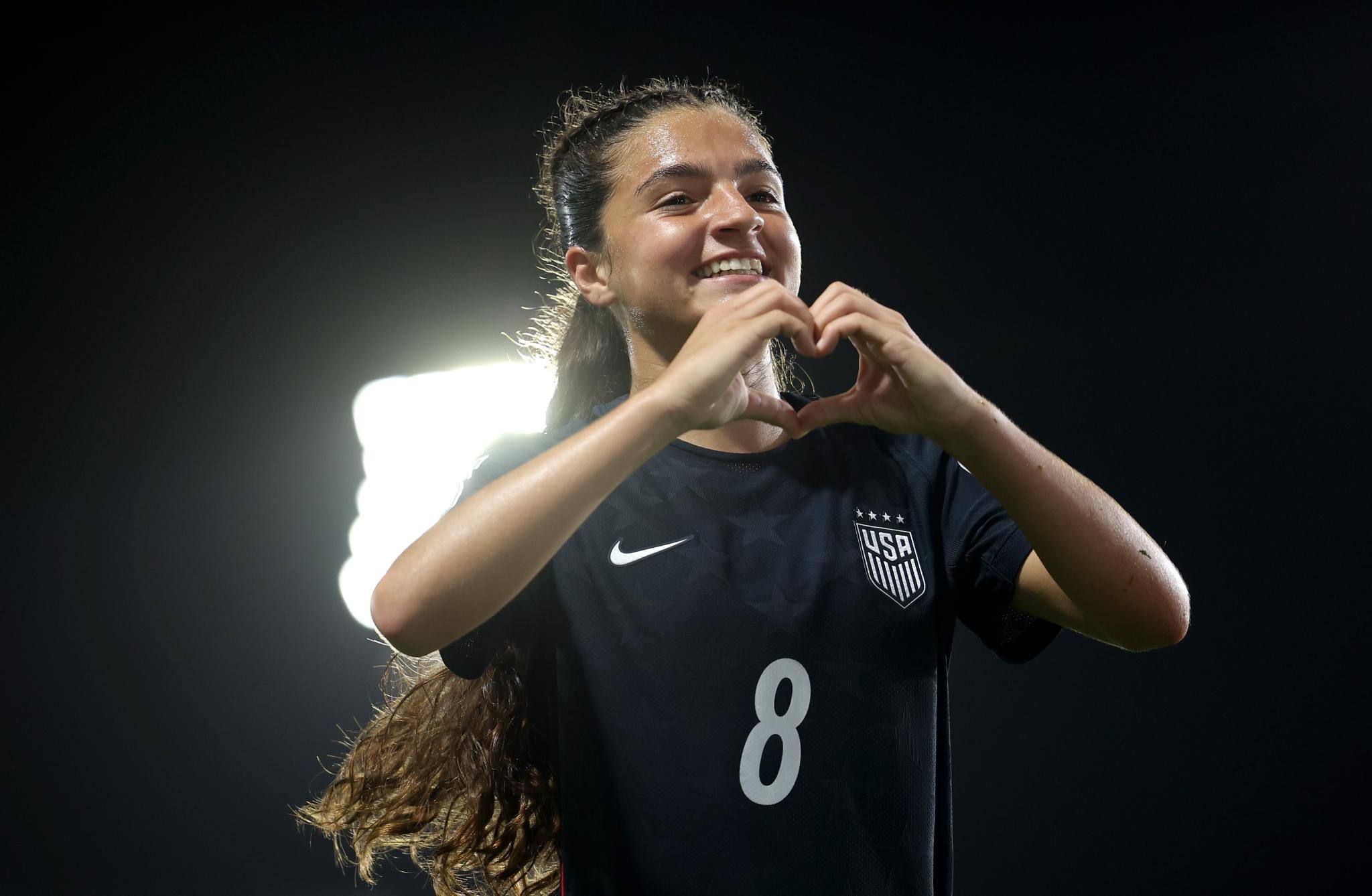 Loradana Paletta of the USA celebrates scoring her team's fifth goal during the FIFA U17 Women's World Cup.