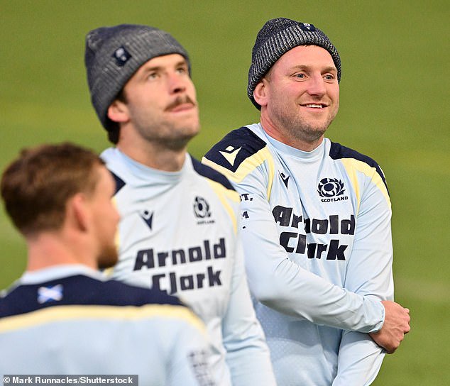 Russell is his usual laidback self during a training session with Scotland