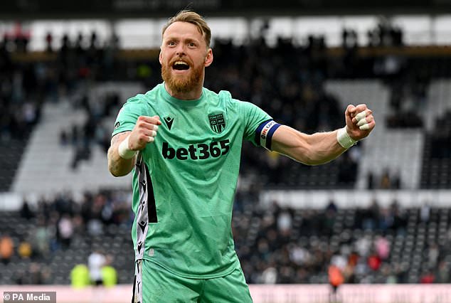 Viktor Johansson celebrates at the final whistle (Bruce Rollinson/PA)