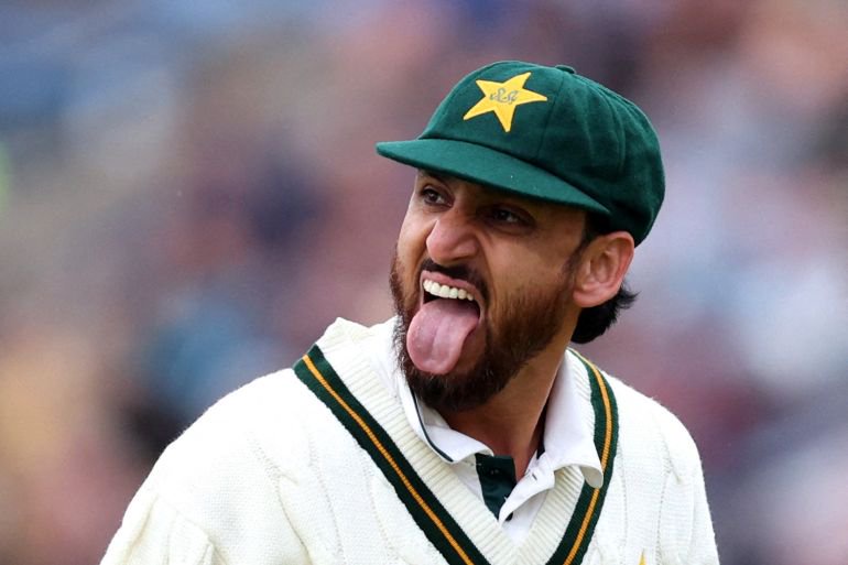Cricket - First Test - England v Pakistan - Headingley Cricket Ground, Leeds, Britain - August 20, 2026 Pakistan's Salman Agha reacts after dropping a catch Action Images via Reuters/Craig Brough TPX IMAGES OF THE DAY