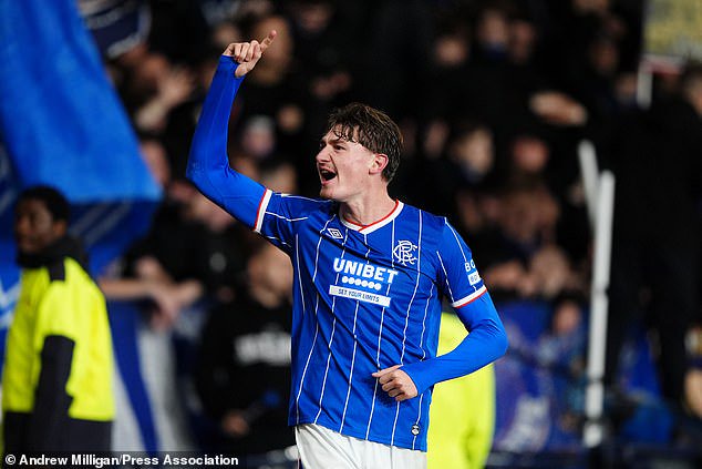 Rangers striker Ryan Naderi celebrates his late semi-final winner at Hampden Park