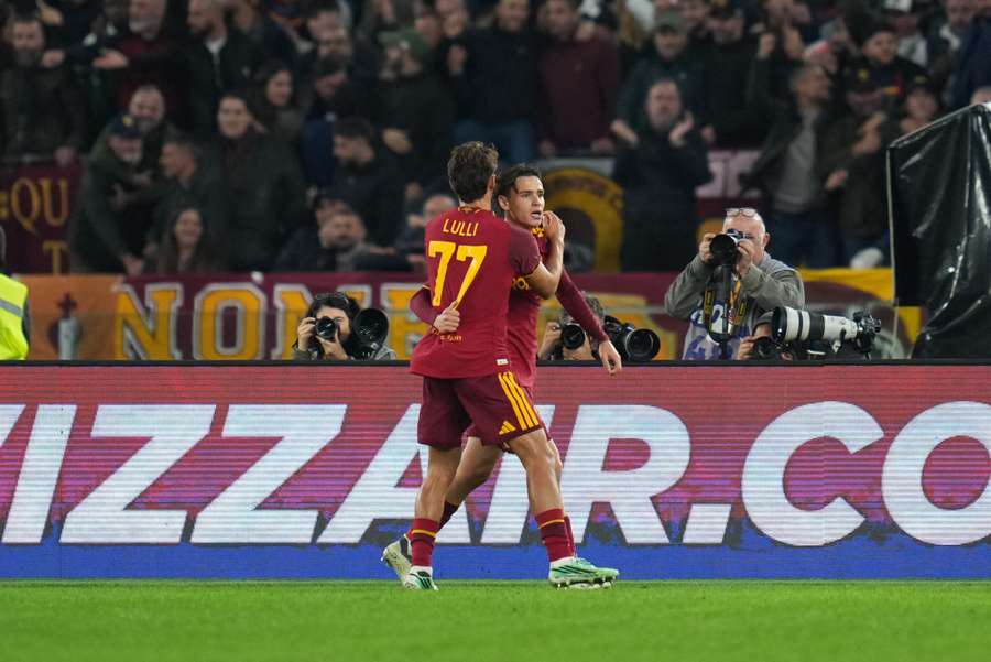 Roma celebrate goal