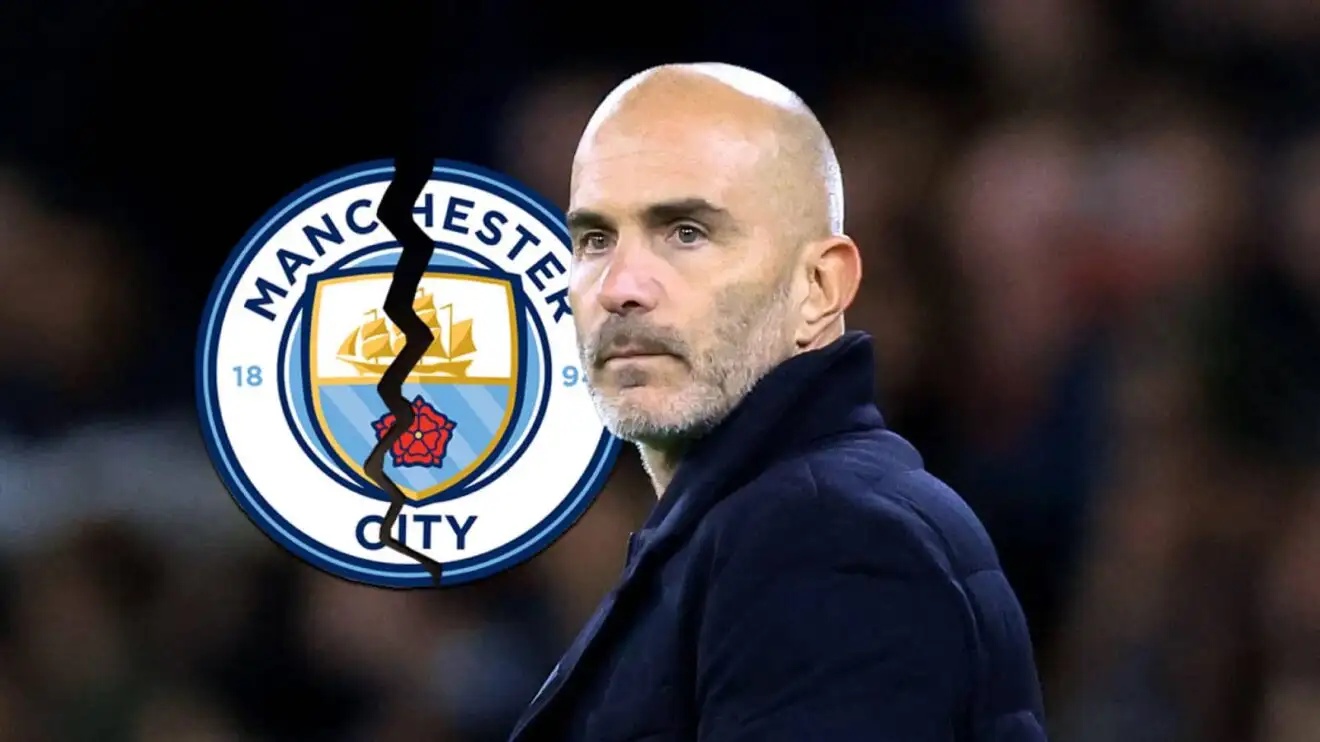 Cracked Man City badge, Enzo Maresca