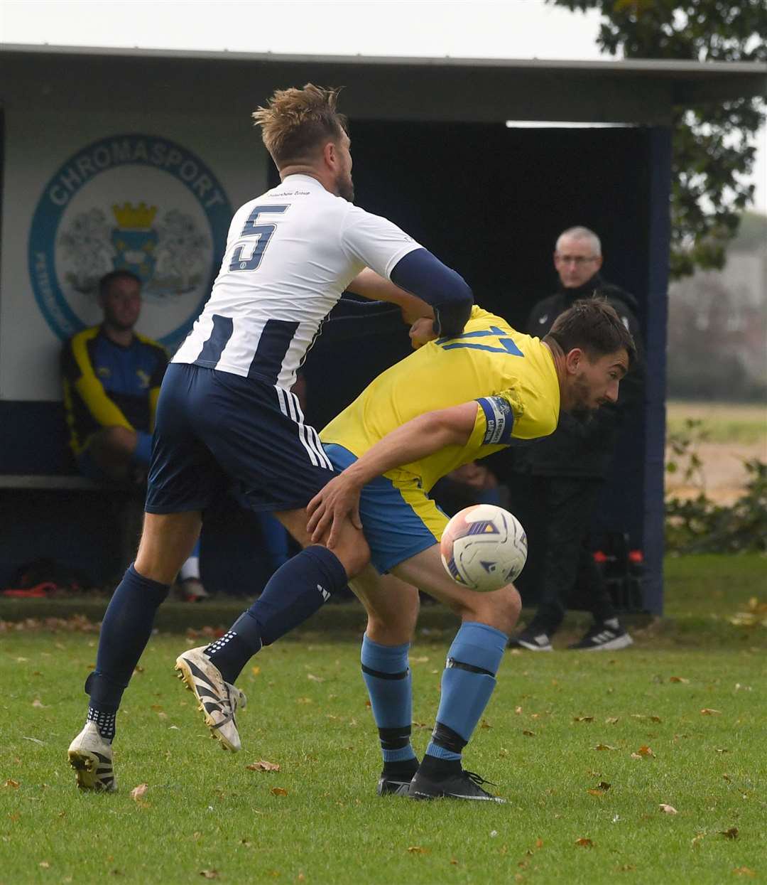 Action from Moulton Harrox's home defeat to Sawtry. Photo: Chris Lowndes