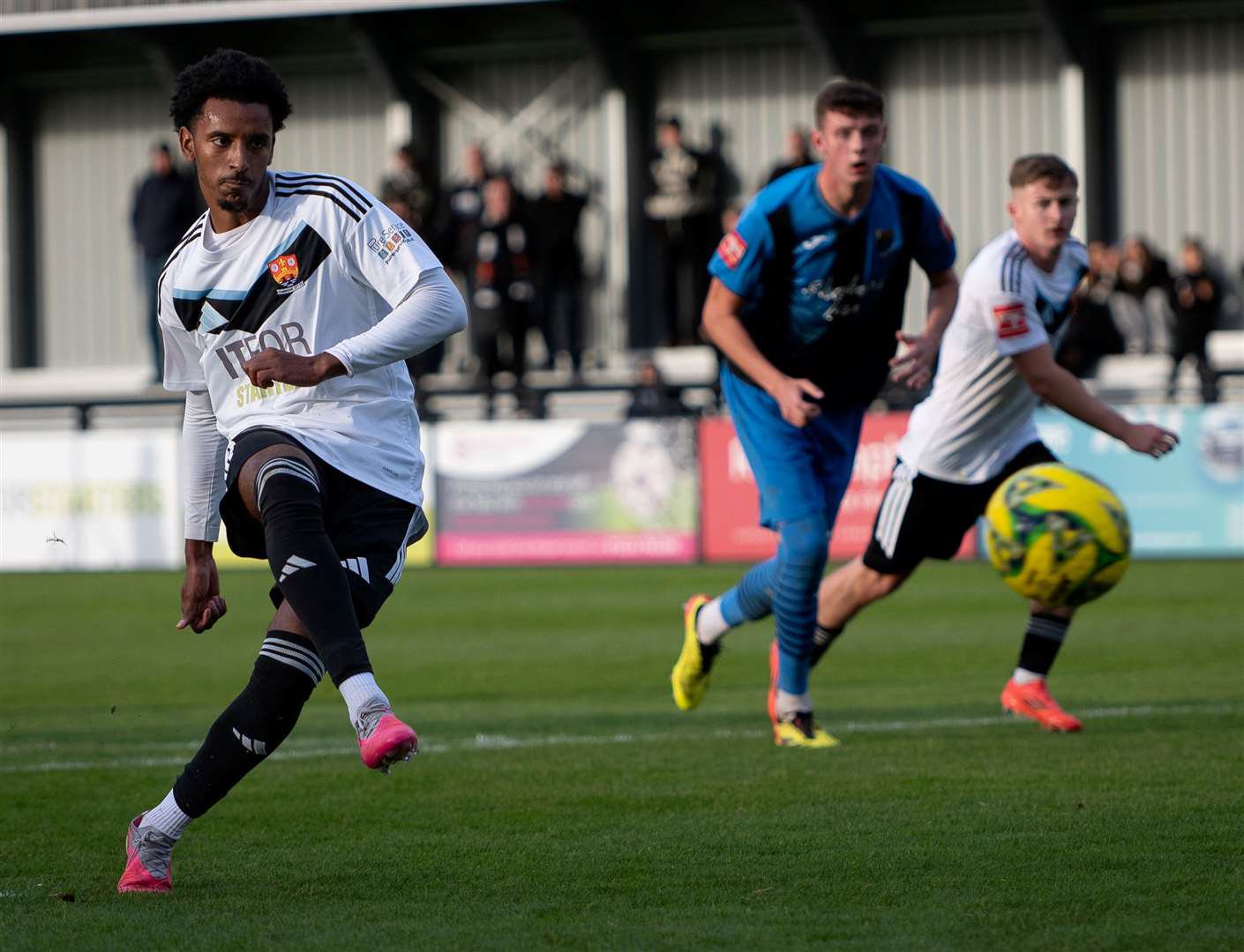 Samrai Gebrai marked his return to Cambridge City by scoring from the penalty spot. Picture: Iain Walker