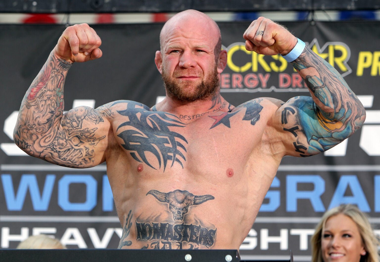 Jeff Monson weighs in for his fight with Daniel Cormier in Strikeforce in 2011