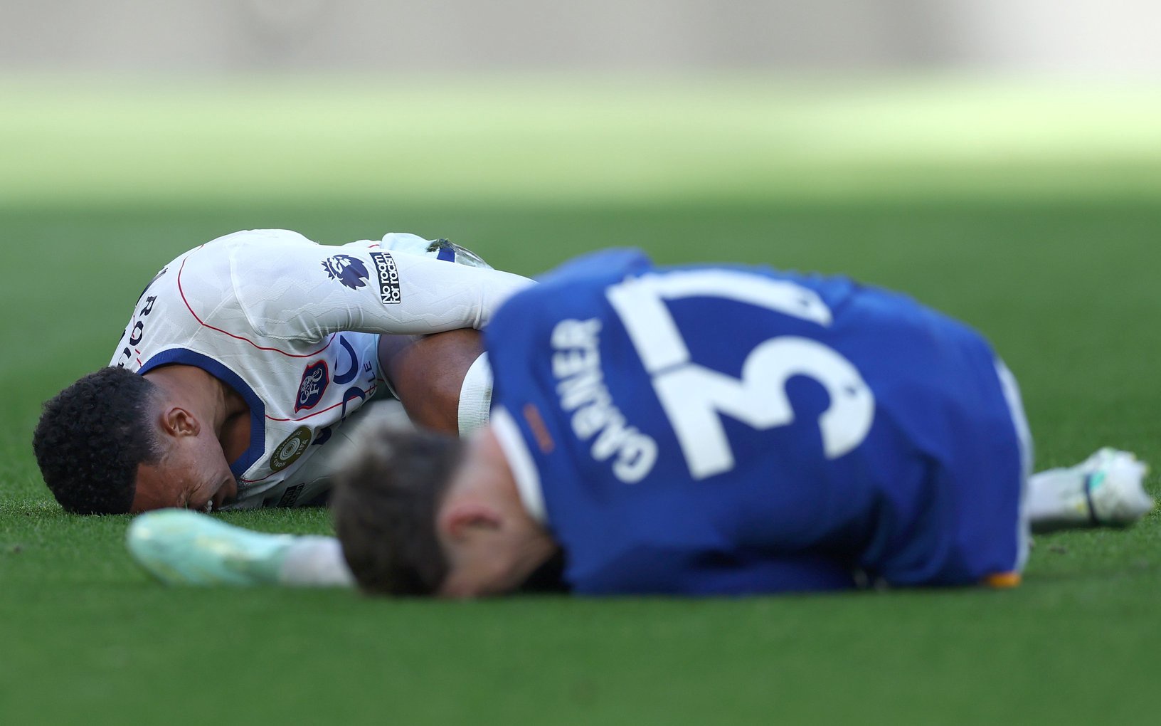 50/50 tackle: Morgan Rogers and James Garner were both hurt in the challenge (Getty)