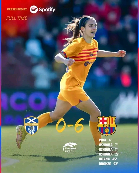 Asisat Oshoala Scores Hat-trick In Barcelona 6-0 Thumping of Tenerife