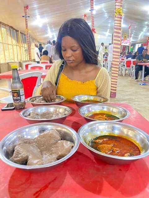 Netizens suggest lady who ate 6 bowls of konkonte marry the man who ate 5 balls of Banku in less than a minute.
