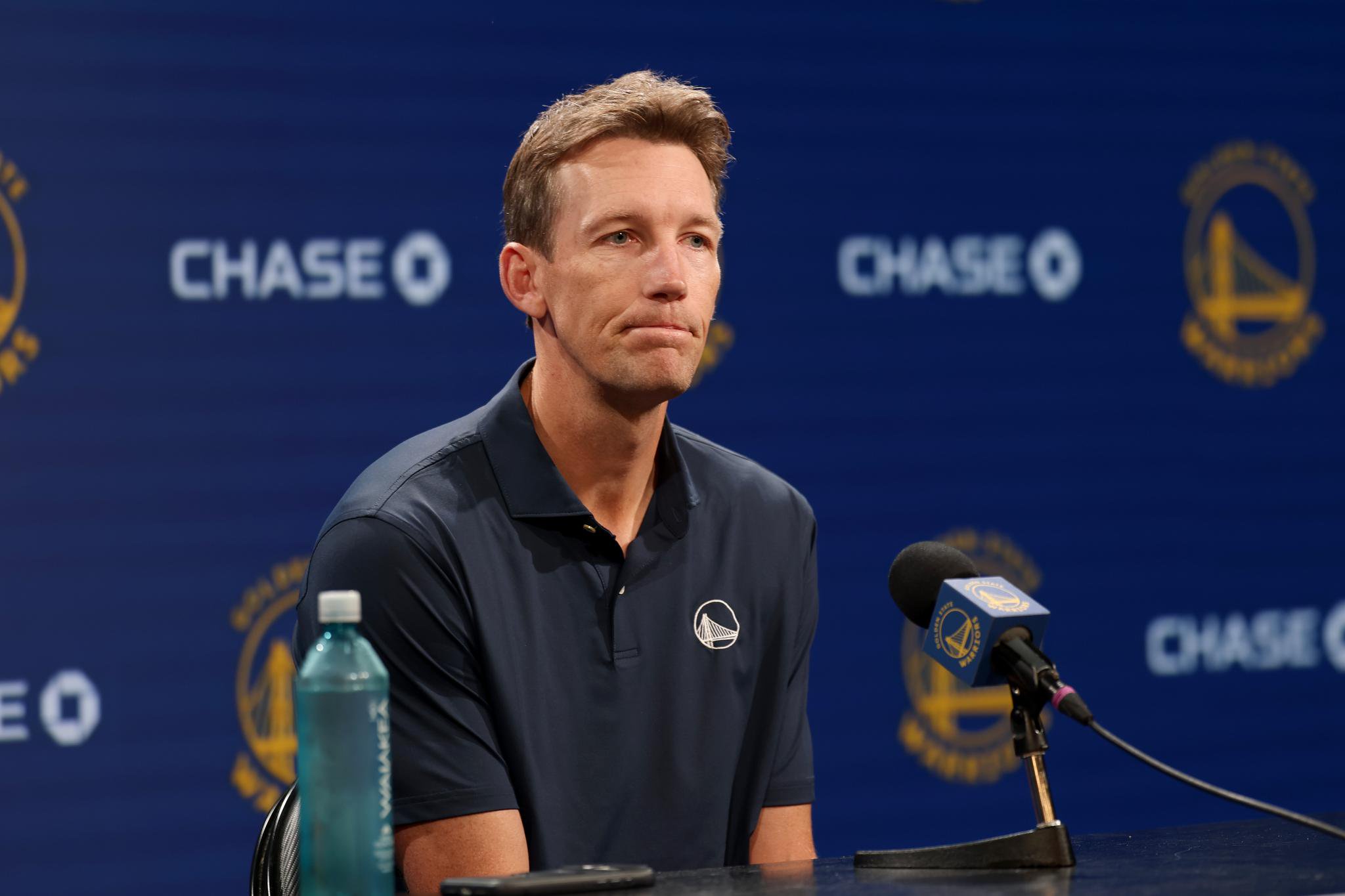 Mike Dunleavy Jr. at a Golden State Warriors media day press conference.