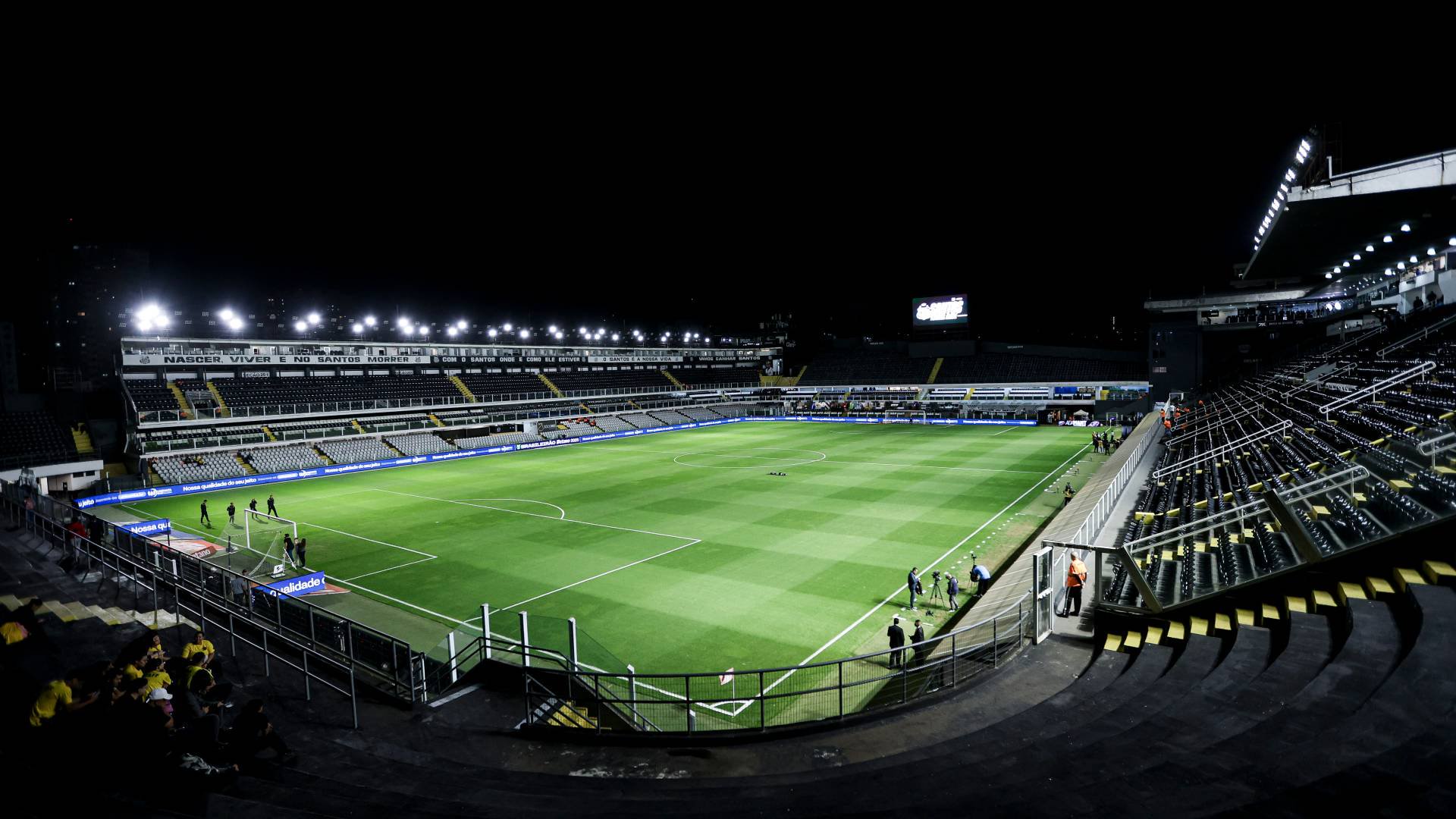 SANTOS, BRAZIL - OCTOBER 20: General view of the Urbano Caldeira Stadium (Vila Belmiro) before the Brasileirao 2025 match between Santos and Vitoria at on October 20, 2025 in Santos, Brazil. (Photo by Ricardo Moreira/Getty Images)