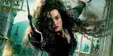Helena Bonham Carter as Bellatrix Lestrange in a poster for Harry Potter and the Deathly Hallows Part 2.
