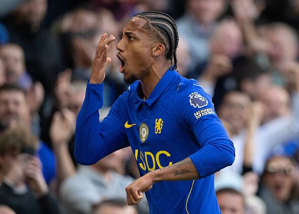Joao Pedro of Chelsea celebrates scoring their fourth goal during the Premier League 2026/27 match