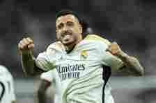 Joseul of Real Madrid celebrates scoring his side's second goal during the UEFA Champions League semi-final second leg match between Real Madrid an...