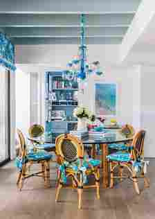 blue dining room ceiling 
