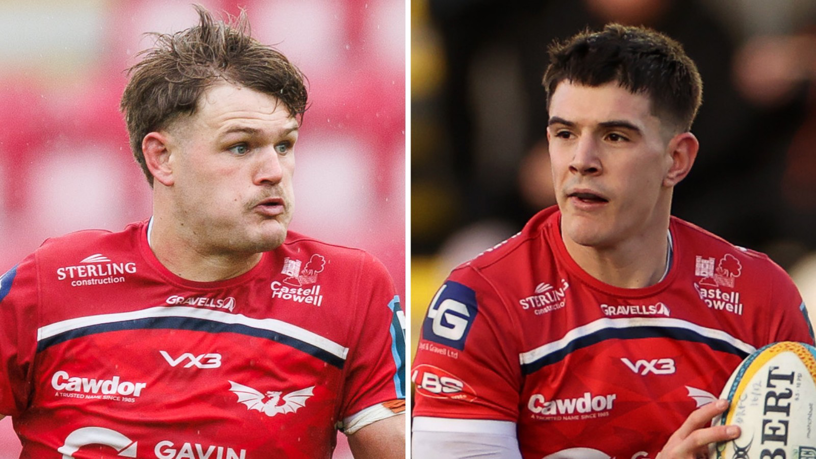 Taine Plumtree and Joe Hawkins in Scarlets kit