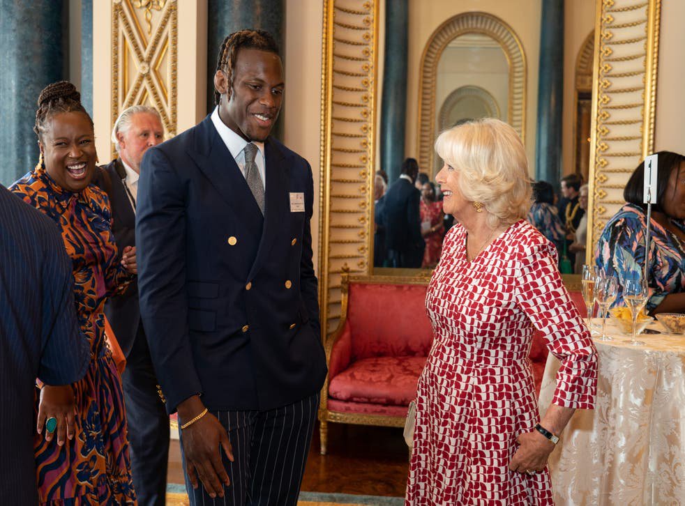 Maro Itoje with Camilla (Dominic Lipinski/PA)