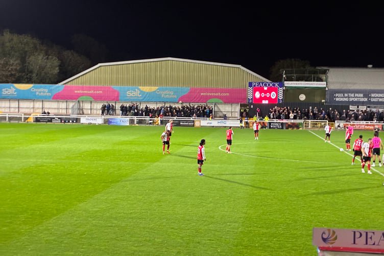 Action from Woking's National League game against Boreham Wood