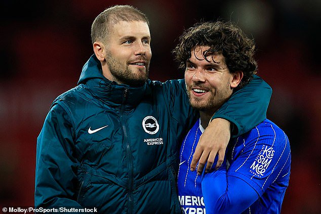 Fabian Hurzeler celebrates another Brighton win with Ferdi Kadioglu in what has been a fantastic start to the season for the club
