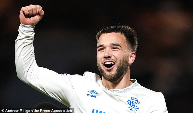 Nico Raskin celebrates his goal in the 2-2 draw with Dundee at Dens Park last weekend