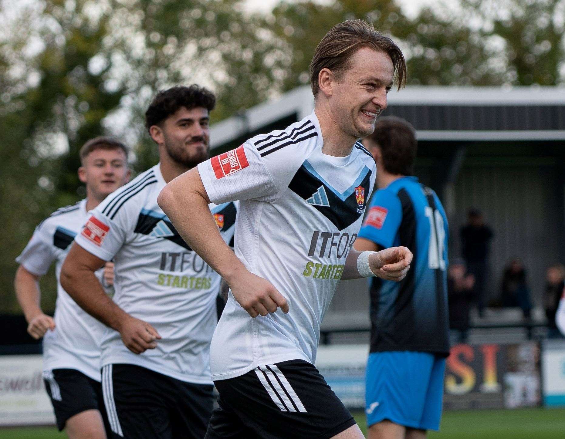Alex Warman was all smiles after giving Cambridge City a second-minute lead. Picture: Iain Walker: