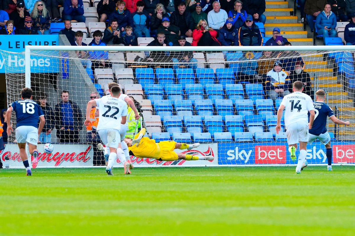 George Lloyd of Shrewsbury Town scores a penalty during the Sky Bet League 2 match between Shrewsbury Town and Bristol Rovers at The Croud Meadow, Shrewsbury on 17 October 2026 (Photo: Rachel Le Poidevin/PPAUK)