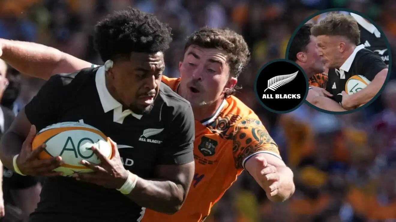 All Blacks duo Peter Lakai and Damian McKenzie (inset) in action against the Wallabies.