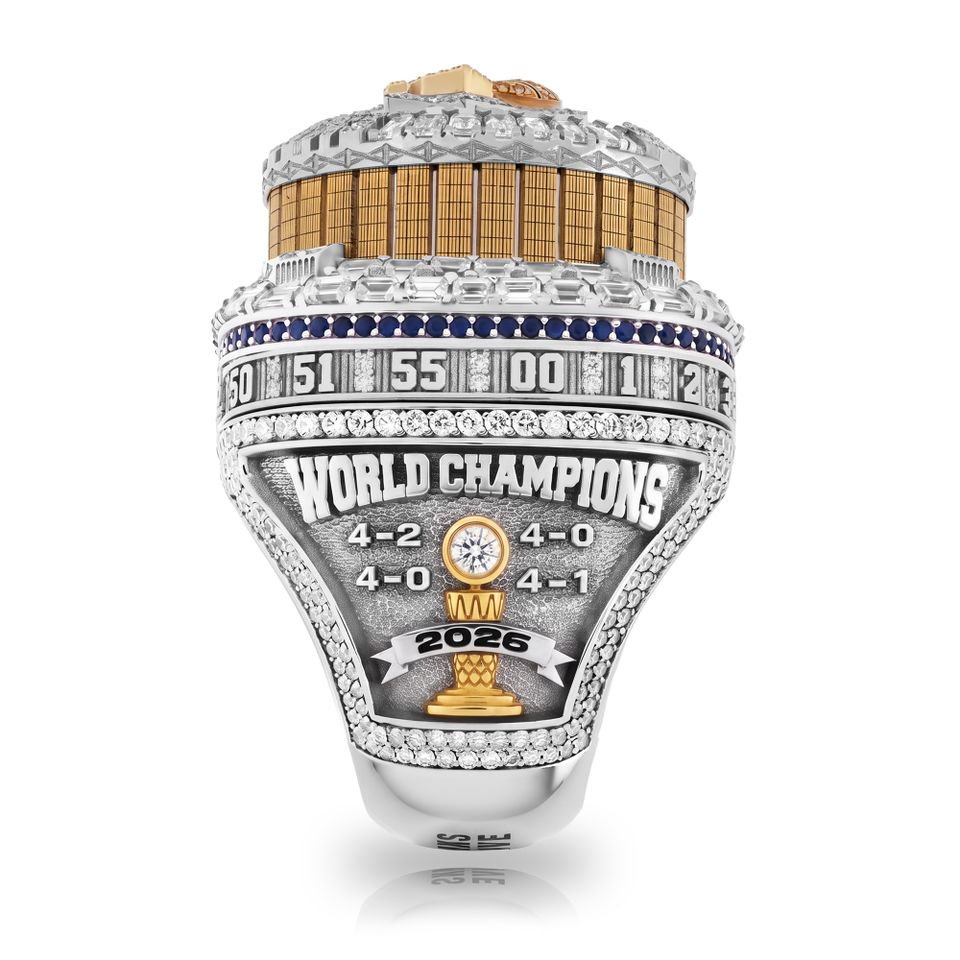 A side view of the New York Knicks’ championship ring.Credit: Courtesy of Jason of Beverly Hills