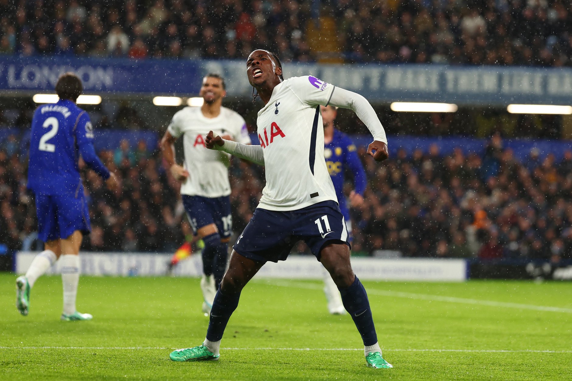 Mathys Tel celebrates goal for Tottenham