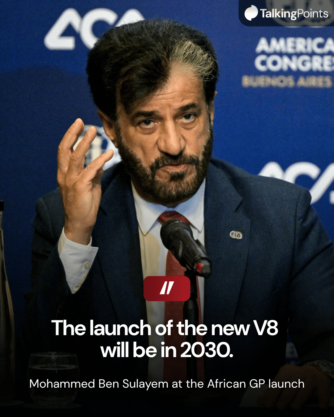 FIA President Mohammed Ben Sulayem gives a press conference during the FIA American Congress in Buenos Aires on September 1, 2026
