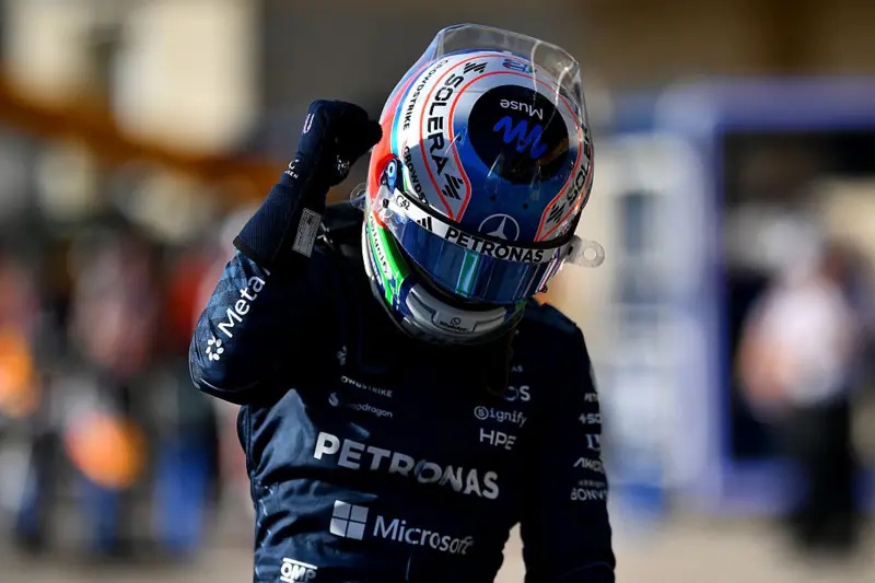 Kimi Antonelli celebrates taking pole in Austin