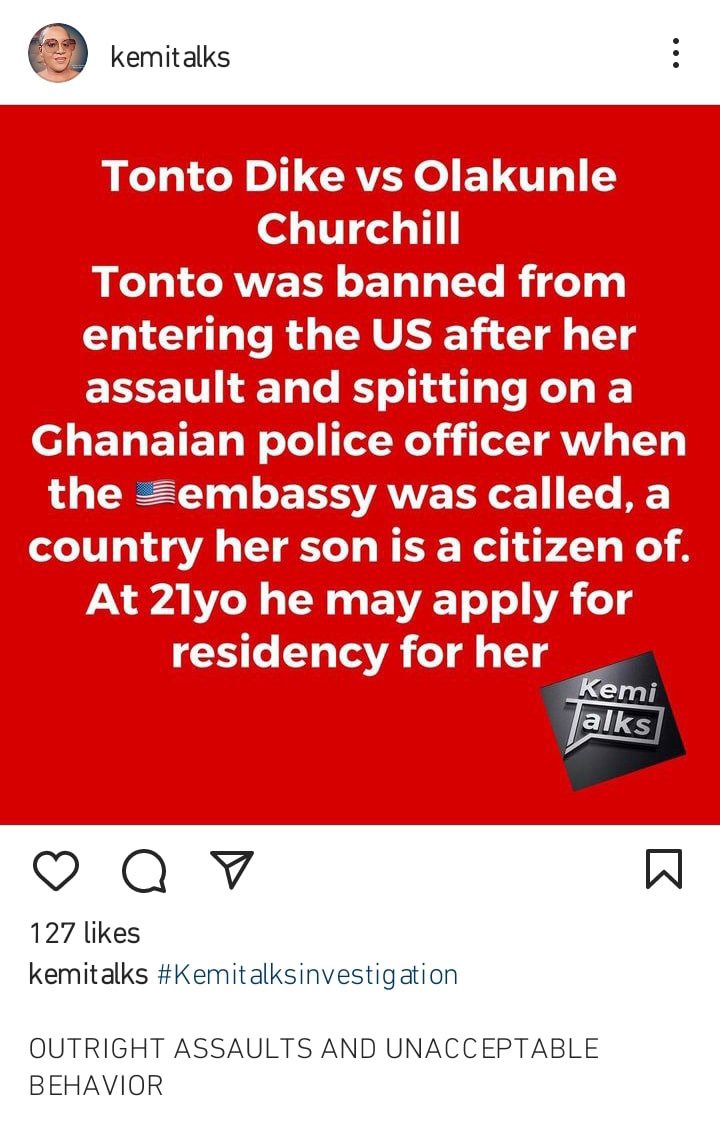 Kemi Olunloyo on why Tonto Dikeh was banned from America