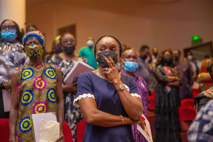 A sympathiser at the funeral service held for the late Pastor Nomthi Odukoya at the Fountain of Life Church, Lagos on Tuesday