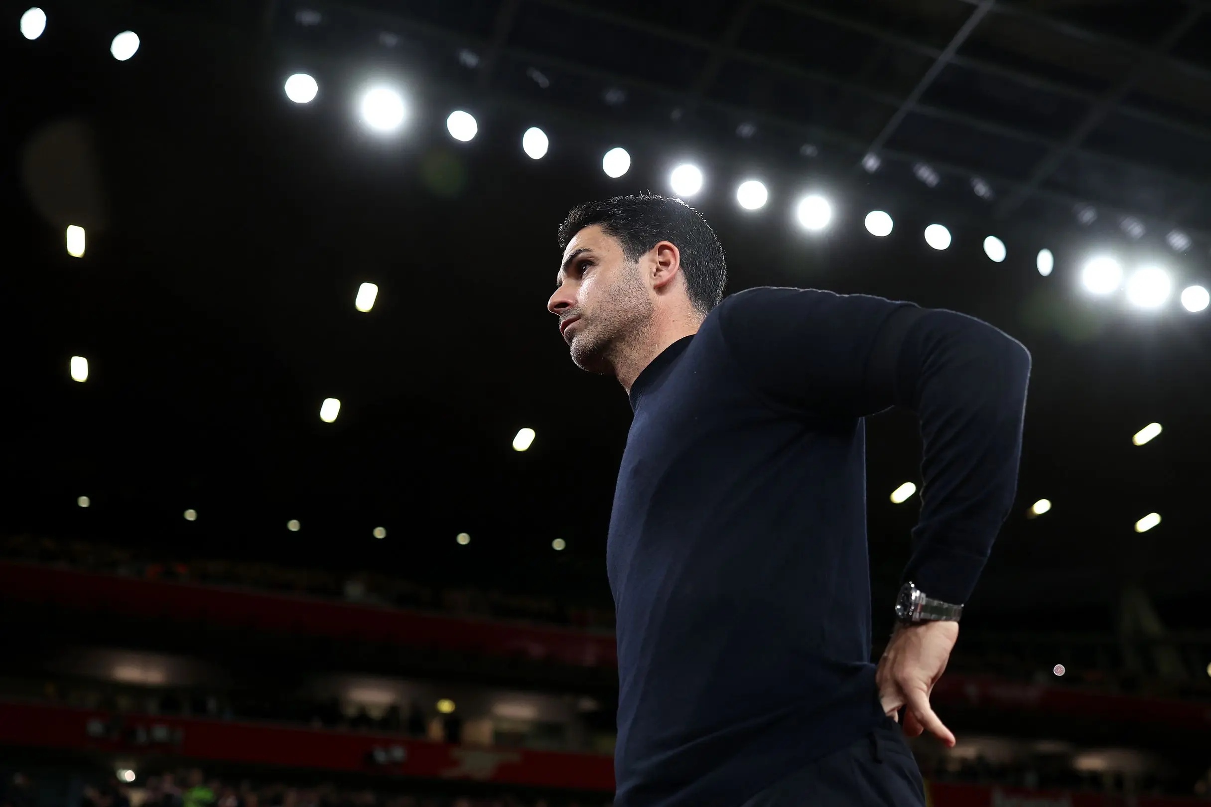 Mikel Arteta frowning.