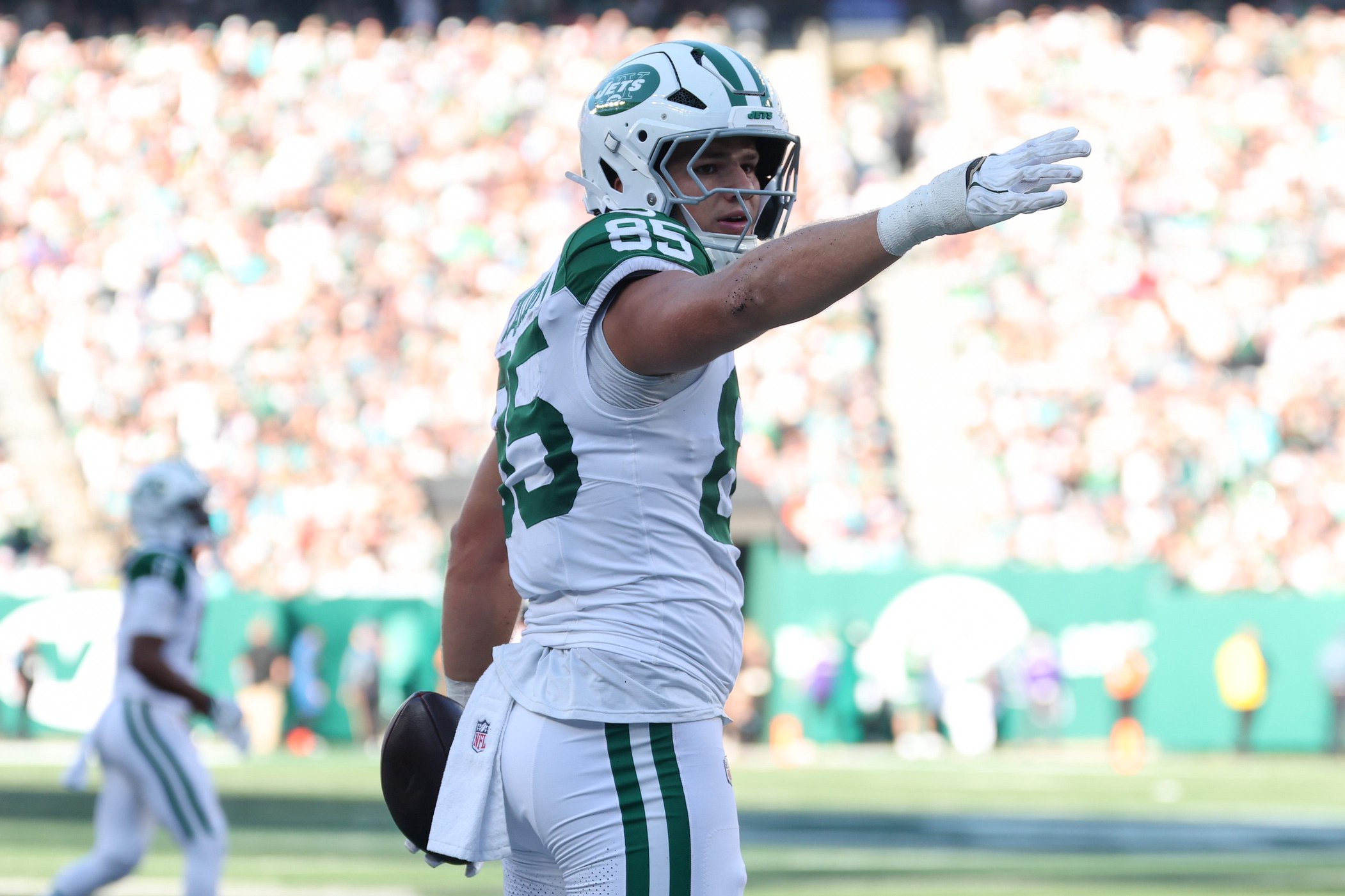 Mason Taylor #85, New York Jets (Photo by Jordan Bank/Getty Images)