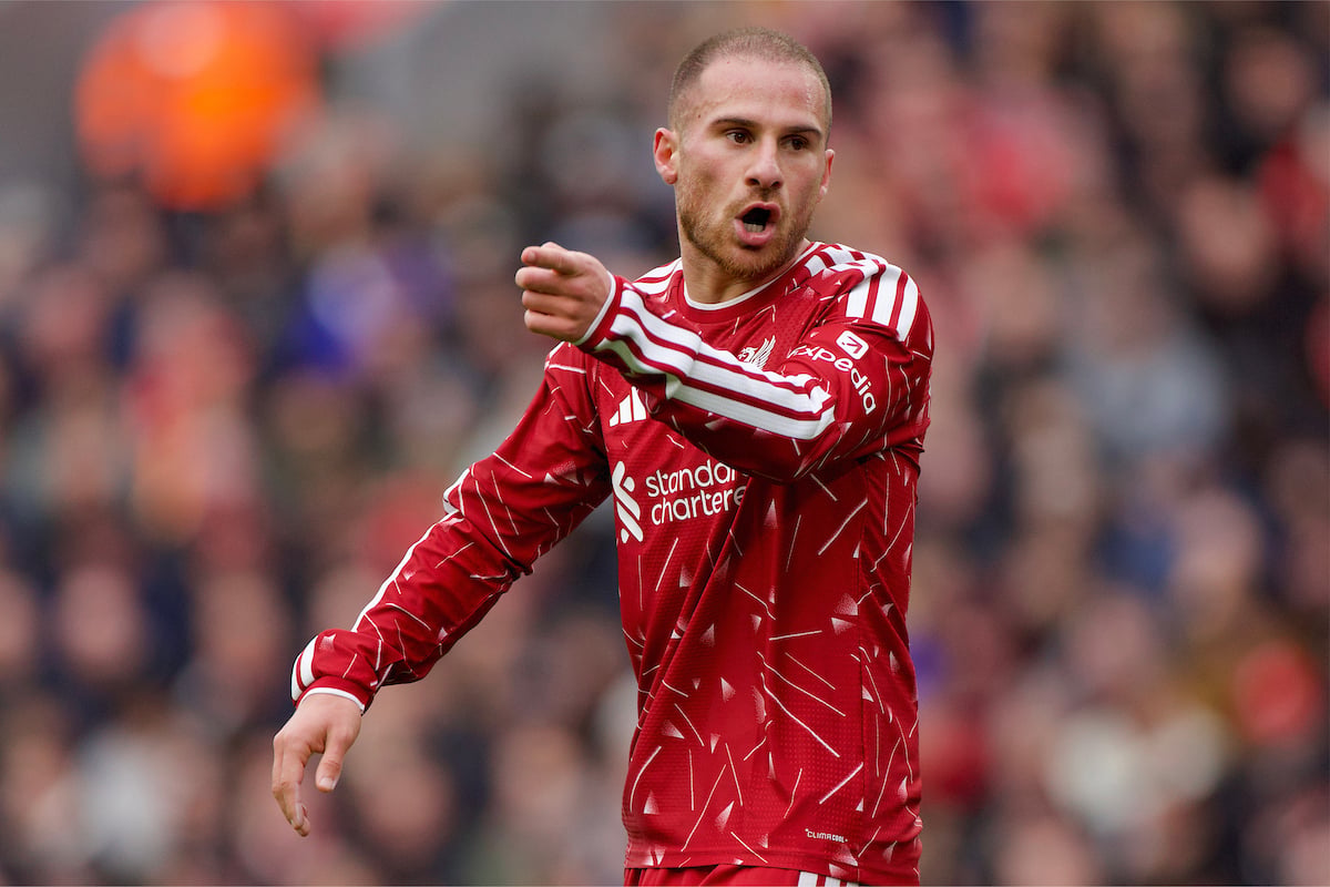 LIVERPOOL, ENGLAND - Sunday, October 24, 2026: Liverpool's Alexis Mac Allister during the FA Premier League match between Liverpool FC and Brighton & Hove Albion FC at Anfield. (Photo by David Rawcliffe/Propaganda)