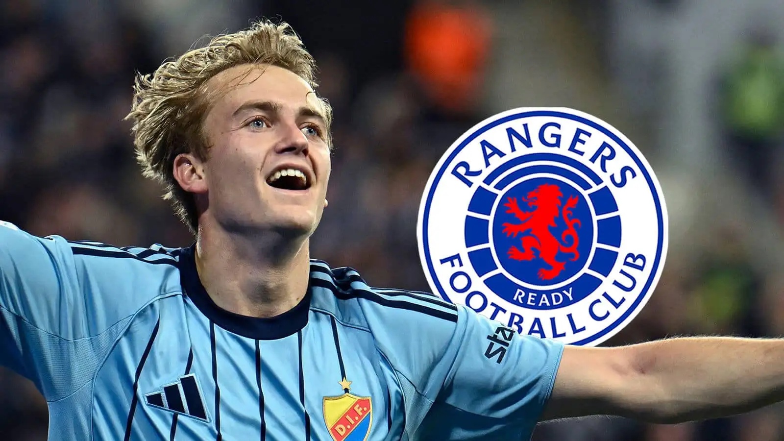 Oskar Fallenius with a Rangers badge