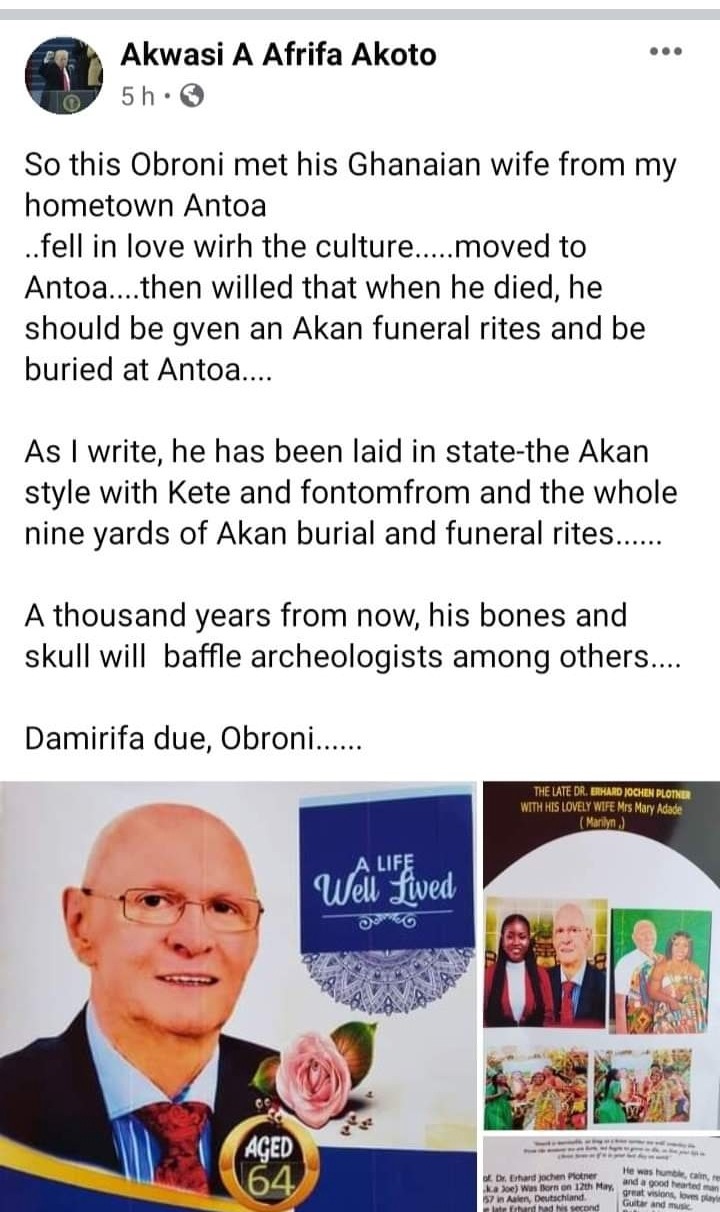 Please Bury Me At Antoa; White Man Tells Family As They Flew His Dead Body To Ghana For Burial