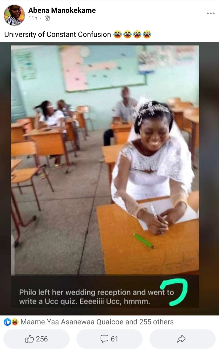 See How Ghanaians Reacted After Photos Of A Lady Writing Exams On Her Wedding Day Popped Up