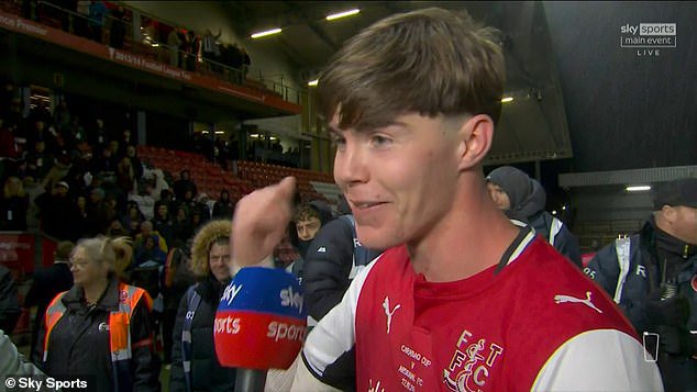 Sky Sports were forced to repeatedly apologise after a hilarious X-rated interview with Fleetwood Town star Conor Haughey