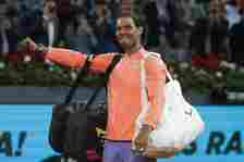 Rafael Nadal is playing against Jiri Lehecka at the Mutua Madrid Open at La Caja Magica in Madrid, Spain, on May 1, 2024.