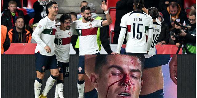 Portugal celebrates with Ronaldo (inset).