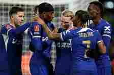Chelsea players celebrating a goal