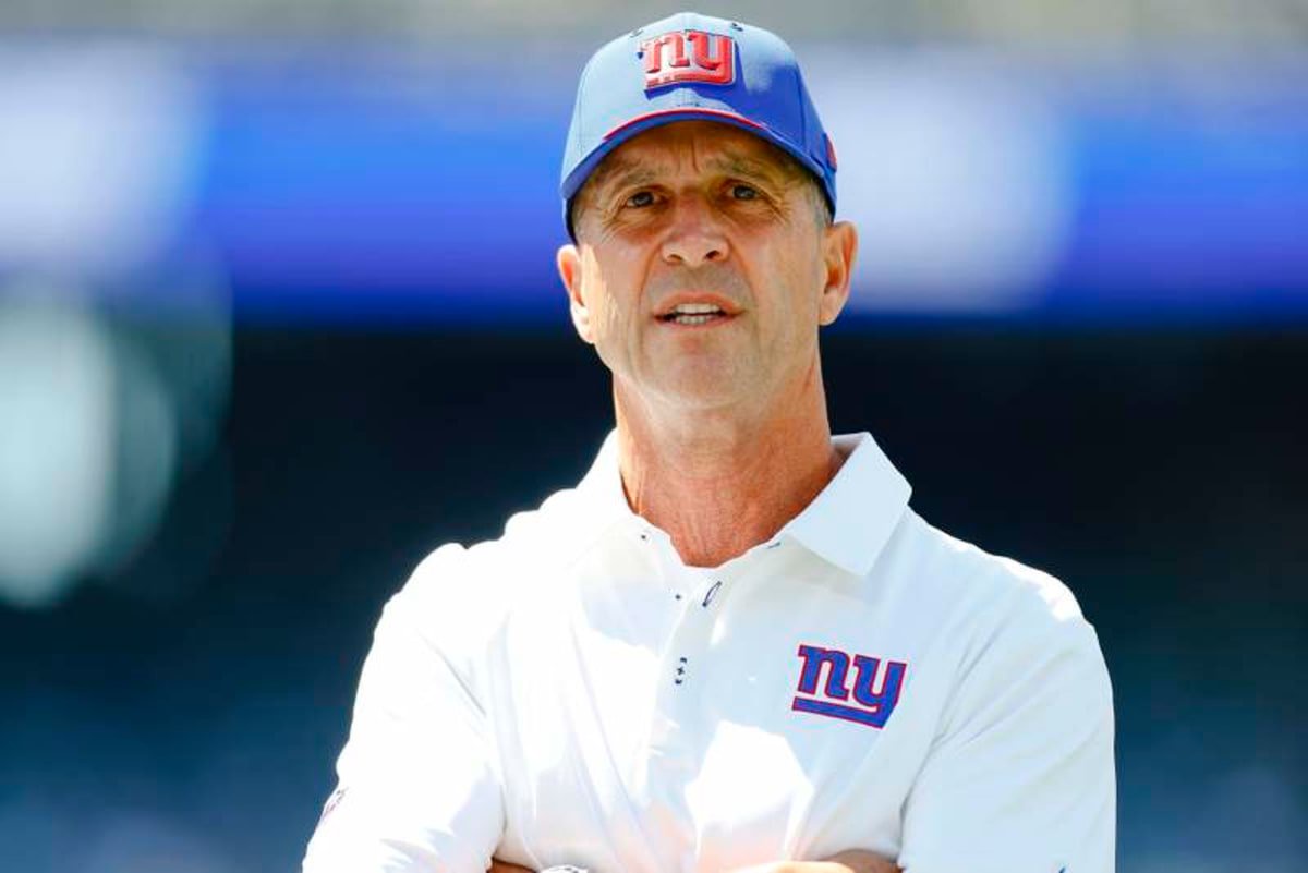 August 15, 2026: Before the game, New York Giants head coach John Harbaugh looks toward the stand in a NFL, American Football Herren, USA preseason game at MetLife Stadium in East Rutherford, NJ. The Minnesota Vikings defeat the New York Giants 13-10. /Cal Media East Rutherford USA – ZUMAc04_ 20260815_faf_c04_174 Copyright: xShaquanxWoodyx ©IMAGO/ZUMA Press Wire