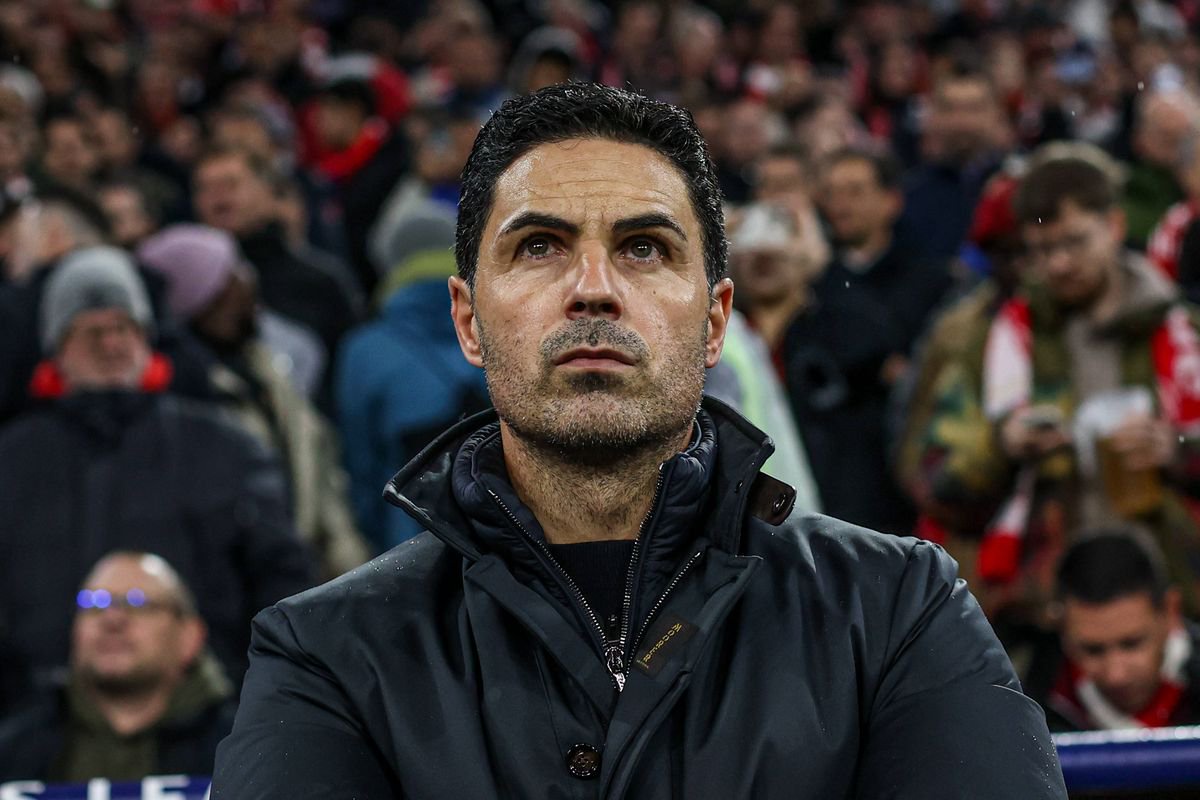 Coach Mikel Arteta of Arsenal seen during UEFA Champions League 2026/2027 match between Bayern Munich and Arsenal at Allianz Arena. Final score Bayern Munich 2 : 2 Arsenal.